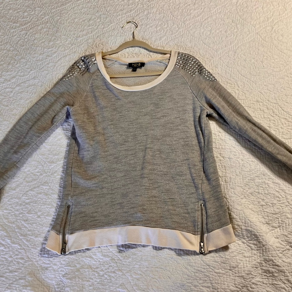 Nene Leaks RHOA Gray and Cream Sweater Top
